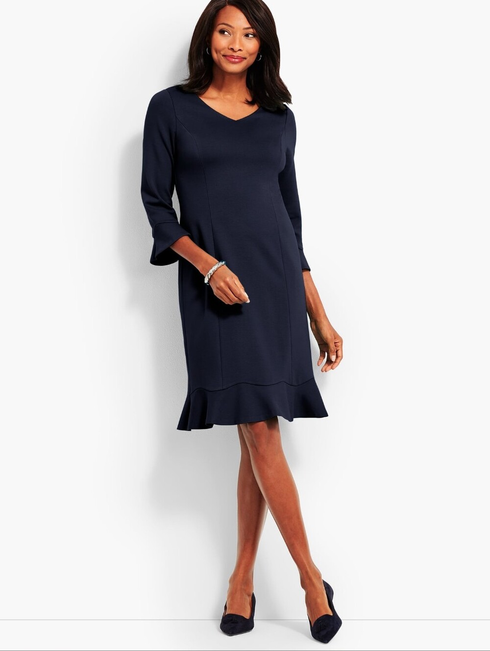 NWT Talbots Flounce Refined Ponte Sheath Dress